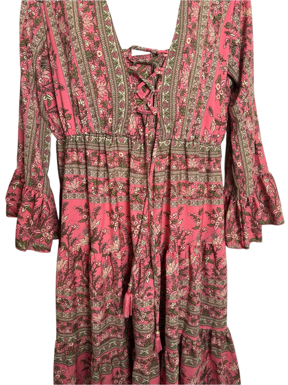 Anthropologie Boemo Boho Chic Ruffle Sleeve Tie Chest Maxi Dress - Picture 4 of 8